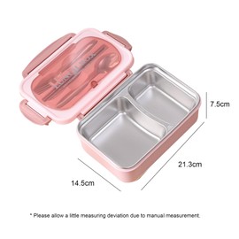 lvifloae Divided Food Box Portable Insulated 304 Stainless Steel Box Student Worker Lunch Thermos Box 304 Two Compartment Model (Pink)