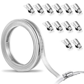 Hose Clamp,2.5m Hose Clips,Jubilee Clips,Hose Clamps,Worm Drive Hose Clamps,Worm Gear Band Clamps,Ducting Clamps,Adjustable Jubilee Clips,Worm Gear Hose Clamps Assortment Kit with 12 Fasteners Clamps