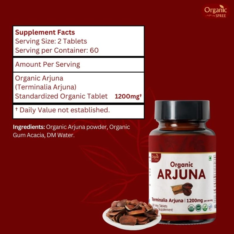 Organic Spree Arjuna 120 Tabletas Usda Pack 2