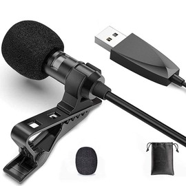 ANCLLO USB Lavalier Microphone Omnidirectional Lapel Mic Hands Free Shirt Collar Clip-on Microphone for Smartphone Camera Live-steam Podcast Interview