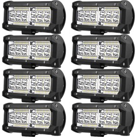 8 Pack Automotive Light Bars 7 Inch 240W 24000lm Led Work Led Light Waterproof Spot Flood Combo Beam for Truck Tractor Trailer Boat Pickup Car UTV ATV