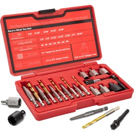 UYECOVE 22Pcs Screw Extractor Set, Left Hand Drill Bit Set 6542/4341 HSS, Easy Out Bolt Extractor Set with Hex Adapter, Multi-Spline Stripped Bolt Remover for Broken Rusted Nuts Screws, Bolts, Studs