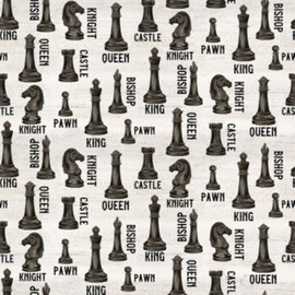 Riley Blake I'd Rather be Playing Chess C11260 Off White Chess Pieces