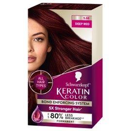 Schwarzkopf Keratin Color Permanent Hair Color, 5.88 Deep Red, 1 Application - Professionally Inspired Permanent Hair Dye, for up to 80% Less Breakage vs Untreated Hair and up to 100% Gray Coverage