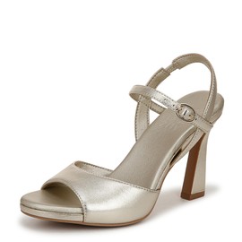 Naturalizer Womens Lala Heeled Sandal Champagne Leather 7.5 M