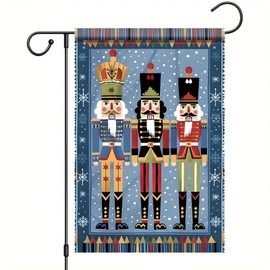 Saoplasa Nutcracker Christmas Garden Flag Holiday Soldiers Yard Banner 12x18 Inch Double Sided Outdoor Winter Snowflake Seasonal Patriotic Red Blue Green Festive Decoration Decor