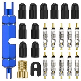 Pack of 23 Valve Core Repair Kit, Bicycle Valve French Valve Inserts, Valve Insert Bicycle Valve Caps with Wrench, Bicycle Valve Insert, Valve Key for Bicycle Mountain Bike