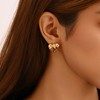 18K Gold Plated Heart Stud Earrings for Women, Chunky Heart