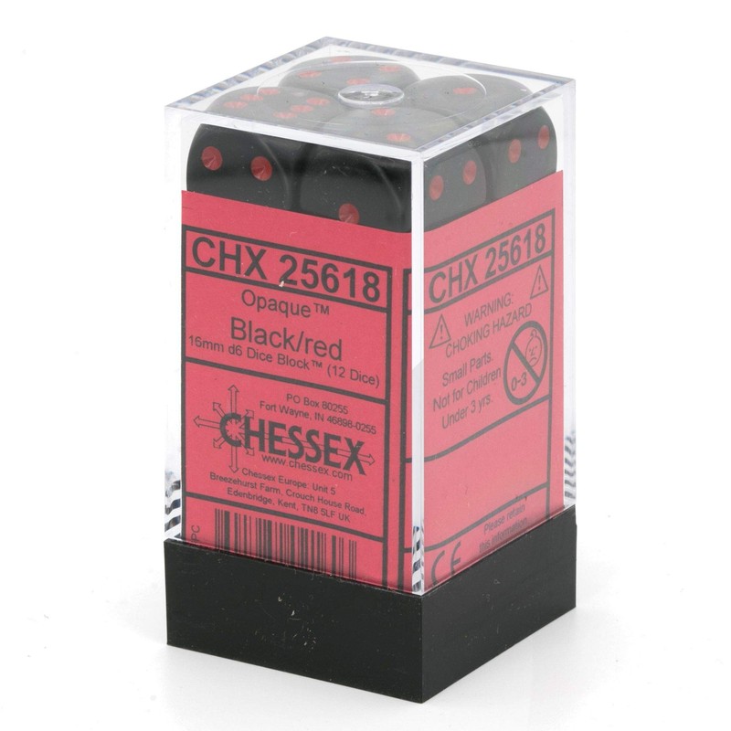 Chessex DND Dice Set D&D Dice-16mm Opaque Black and Red