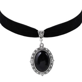 Moguri® Gothic Vintage Victorian Choker Necklace, Choker Necklace, Black Velvet, Gothic Vintage Jewellery Gift for Girls, Mother, Friends