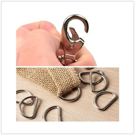 Lobster Swivel Clasps, 50 Pieces Swivel Clasps Snap Hooks and Metal D Ring Detachable Keychains for Lanyard Bag Buckle Straps Belt Backpack Sewing DIY Accessories