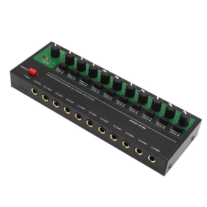 10 Channel Sound Mixer Independent Volume Control Knob Professional Multichannel
