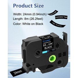 Cruxer 5 Pack Replacement for P-Touch TZe-355 TZ355 TZe355 24mm 0.94" White Text on Black Tape Compatible with ptouch PT-D600 D600VP P700 P750W P900W P950NW PTP710BT PT-9600 PT-H500LI Label Maker