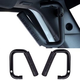 Aluminum Alloy Front Grab Bars Kit, Pack of 2, Compatible with 2007-2019 Jeep Wrangler JK JKU Roll Bar, Black