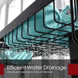 Sakugi Dish Drying Rack Over The Sink - Large Capacity Stainless Steel Dish Drainer, Multifunctional Kitchen Organizer, Black, 11" D x 30"~33.9''W x 21.5" H