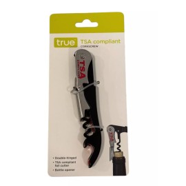 True Jetsetter Black Double Hinged TSA Compliant Corkscrew Bottle Opener