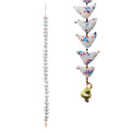 Decorative Single Door Hanging 30 Fabric Birds Tota String with Bell for Christmas Decoration for Bohemian Interior Home Wall Temple Bedroom Kids Room Home New Year Decor(Size:-48"/2")(white)