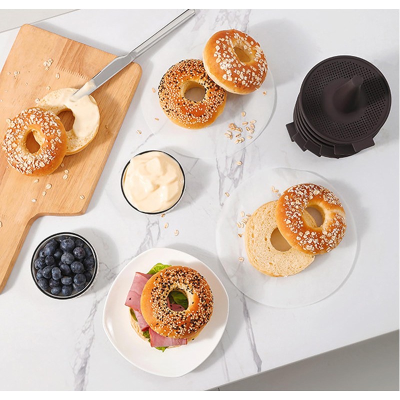 CJQINGRUN 6-Piece Silicone Donut Pan & Bagel Mold Set for