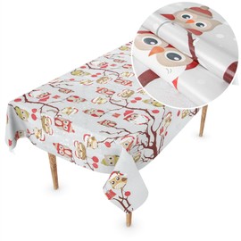 ANRO Oilcloth Tablecloth Christmas Tablecloth Washable Oilcloth Christmas Oilcloth Owl 100 x 140 cm