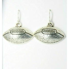 "Handmade" Football Earrings Pig Skin Laces .925 sterling silver hooks pewter charms Fall