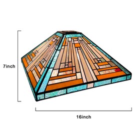 Capulina Tiffany Lamp Shade 16 Inches Wide Accessories Replacement Amber Green Style Stained Glass Lampshade for Table Lamp Floor Lamp