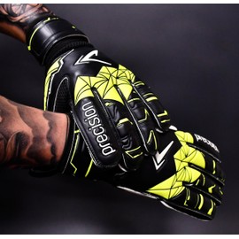 Precision Training Fusion X Flat Cut Finger Protect Football Kid's Goalkeeper Gloves, Black, 4