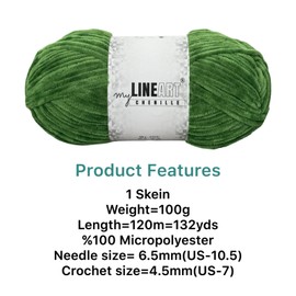 MyLineART Soft Velvet Yarn Chenille Crocheting Baby Blanket Yarn for Knitting 100 gr, 120m (132 yds) Amigurumi
