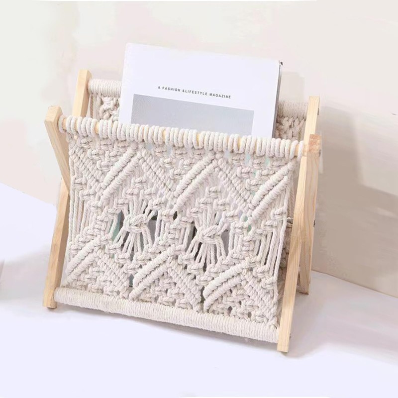 LIKEUDO Nordic Wind Cotton Rope Woven Magazine Rack - Boho