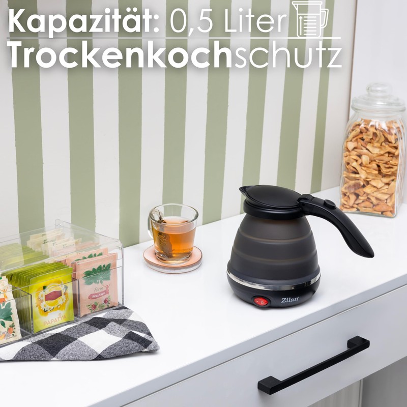 Travel Kettle Small 0.5 Litre Kettle Foldable Mini Kettle Portable