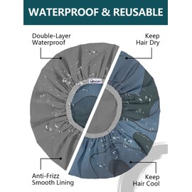 Years calm Shower Cap Reusable Waterproof for Men, Dual-Layer Design, Protects Hair in Shower, Spa, Travel & Cooking, Adjustable Elastic for Comfortable Fit (Blue Disguise, One Size)
