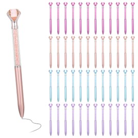 Cute Pens Sparkle Bling For Women 48 PCS Diamond Art Pen Beads Novelty Painting Ball Point Refills Decorative Crystal Sparkly Gem Glitter Ballpoint Office Writing Corrections Supplies Press Type