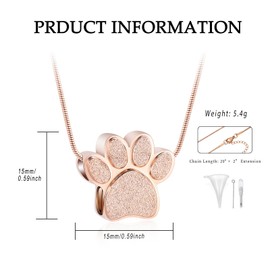 VCCWYQK Paw Print Urn Collar for Ashes for Pet Women Men Cremation Jewellery for Ashes Urn Collar Keepsake Jewellery Ash Pendant Memorial Gifts (Pink)