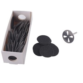 MZCMSL 100pcs Sandpaper Disc and 1pcs Metal Bit, 3/32 Shank Pedicure Sanding Disc Bit for Dead Skin Callus Electric Foot File #150 Grit(Medium)