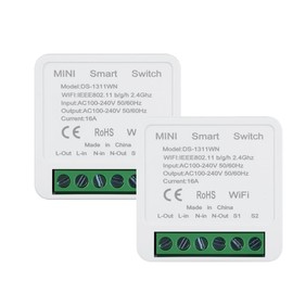 Naigebrol WiFi MINI Smart Light Switch DIY Home Automation Compatible Alexa/Google 16A 4000W High-Power 2 Way Voice/Remote Control Universal light-Controlled Circuit Breaker 2 PACK