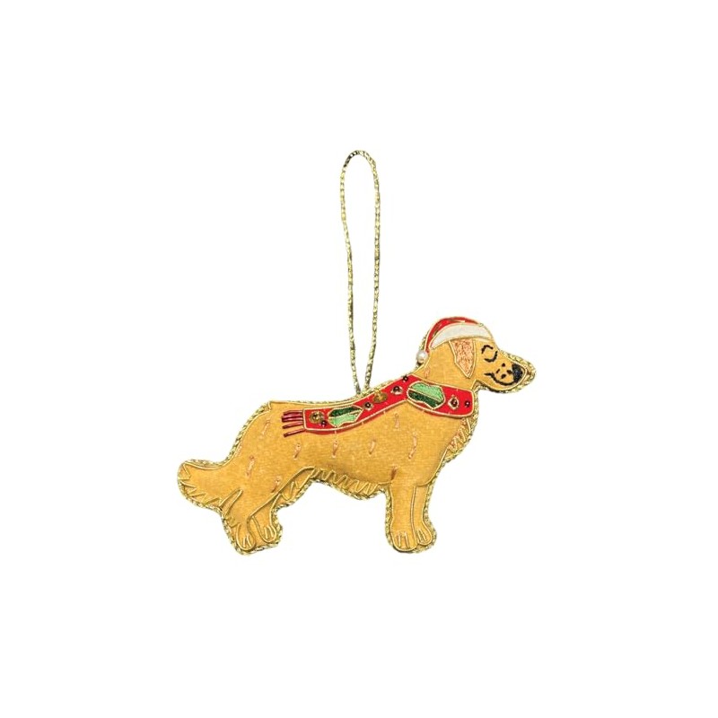 Equetech Luxury Golden Retriever Beaded Embroidered Christmas Tree Decoration