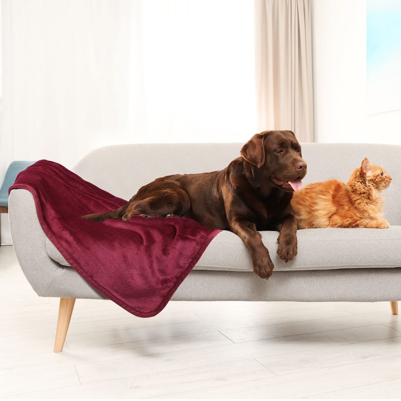 PiccoCasa Pet Dog Fluffy Fleece Bed Blanket, Burgundy 60cm x