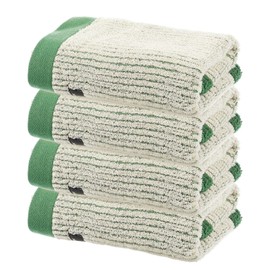 sourcing map 4 Pcs Bathroom Hand Towels Green Soft Absorbent Face Towels Cotton Wash Cloths 13 x 29 Inch Kitchen Hand Towels for Bathroom Gym Drying Hand Face Hair (Vertical Stripe)