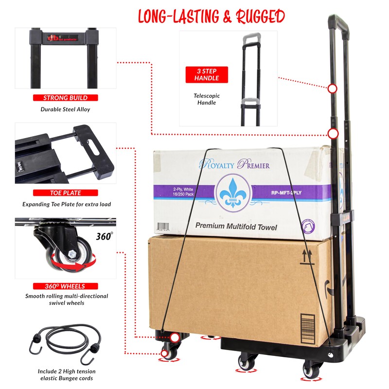 dbest products Trolley Dolly Platform Cart 6-Wheel Handtruck for Moving,