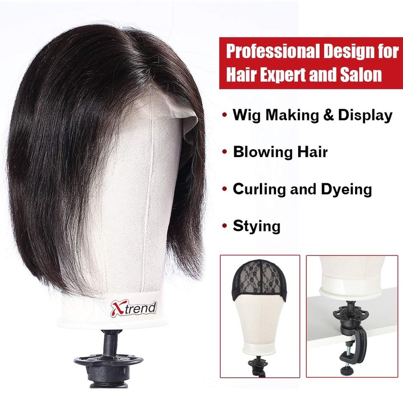 XTREND 21"-24" Canvas Block Mannequin Head for Making Weft/Wig/Hair Extension,