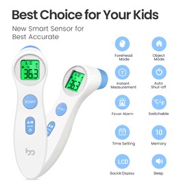 Femometer Forehead Thermometer for Adults Kids, Non Contact Infrared Thermometer, Digital Baby Thermometers Body Temperature Thermometer (White)