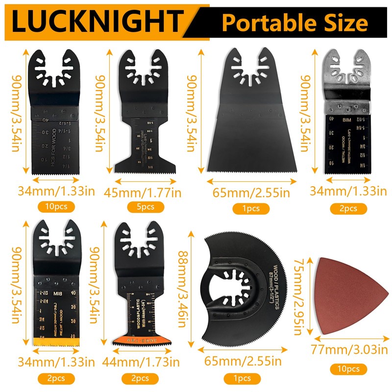 LUCKNIGHT 37 Piece Multitool Saw Blades Universal, Multi-Tool Accessory Set,
