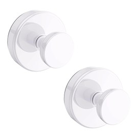 kakina CMSX 2 Pack Suction Cup Hooks for Shower Bathroom Stainless Steel No Drill Shower Hooks Waterproof for Hanging Towels Loofah Robe Coat Mounting on Glass Shower Door Mirror Tile Wall (White)
