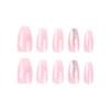 Resweky Coffin Long False Nails Pack of 24 French Sequin