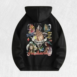 I Trust in God Graphic Hoodie 100% Cotton US Warehouse 6 ColorsColor: Brown, Size: M