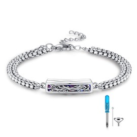 TUGHRA Urn Bracelet for Ashes 925 Sterling Silver Ashes Bracelet for Women Abalone Shell Cremation Jewelry for Ashes Tree of life Keepsake Memorial Bracelet (Tree of life)