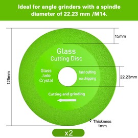 NAROSEBE Pack of 2 Diamond Cutting Discs Tile Glass Cutting Disc 125 mm Glass Cutter Diamond Glass Cutting Disc Glass Cutting Disc Flex Discs for Glass Ceramic Marble (125 x 22.23 mm)