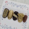 Gold Tweed Handmade Nail Tips - Oval L / 골드