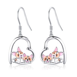 Corgis Earrings Sterling Silver Dog Earrings Dangle Women Corgi Jewelry for Pet Dog Lovers Gifts