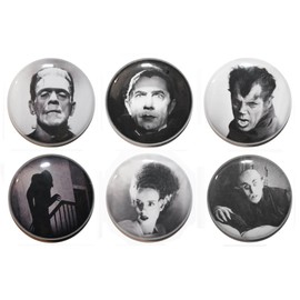 SIX Mini Classic Horror Film Fridge Magnets (25mm) Made in UK by Button Zombie