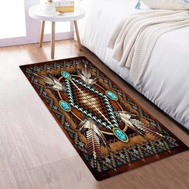 Southwestern Runner Rug for Hallway,Rustic South Western Aztec Tribal Native American Indian,Western Runners for Hallways Entryway Bedroom Bathroom Non-Slip Floor Carpet Doormat Washable Kitchen Rugs
